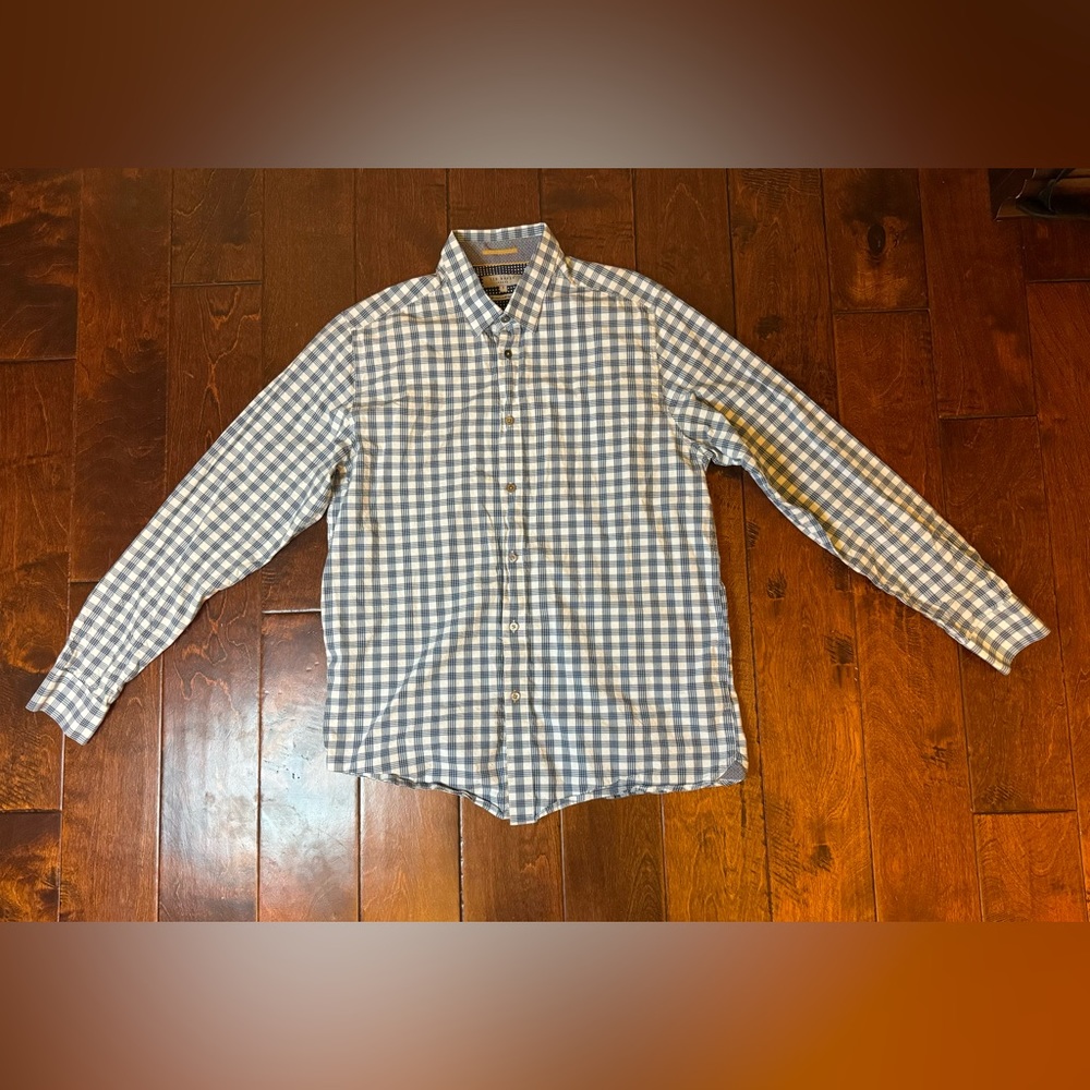 Ted Baker Dress Shirt button down blue size 5 100% cotton